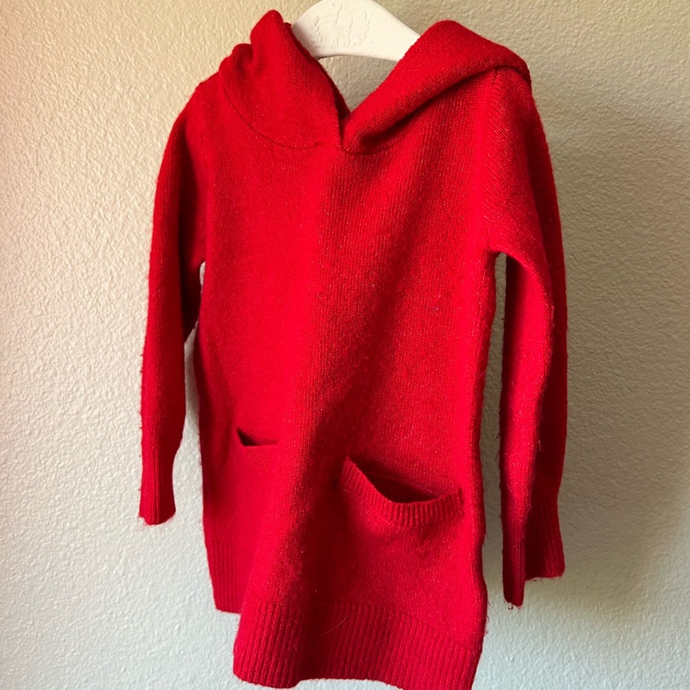 Red wool hooded dress